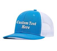 Cyber Monday Deals Custom Logo Embroidered Trucker Hats for Men Personalized Adjustable Snapback Mesh Cap Great for Outdoors Baseball Cap Blue-White