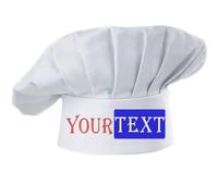 Cyber Monday Deals Customizable Embroidered Chef Hat Adult Adjustable Elastic Band Baker Kitchen Cooking Cap White