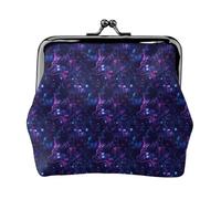 Cyber Neon Wolf Print Coin Purse for Women, Kiss-lock Change Purse Wallets, Small PU Leather Coin Purses
