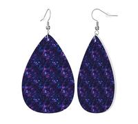 Cyber Neon Wolf Print Dangle Earrings Fun Earring Lightweight Leather Earring For Daily Women