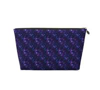 Cyber Neon Wolf Print Makeup Bag, Cosmetic Travel Toiletry Bag for Women, Cute Leather Makeup Pouch Organizer