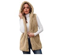 Cyber of Monday 2024 Women'S Heated Jackets Long Gilet With Fur Hood Sleeveless Fleece Gilet Women Women Jackets Summer Feather Down Gilet Womens Prime Today Deals Special Deals