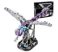 Cyber Purple Dragonfly Building Set, Steampunk Insect Bricks Kit, 866pcs