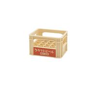 CYBER RECORDS Miniature Beer Crate Style Storage Box for Desk Decor Figure Display and Small Item Organizer, Beige Color, Compact Decorative Case, Made in Japan