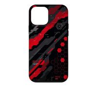 Cyber Red Geometry - Futuristic Hex Grid Design Case for iPhone 12 mini