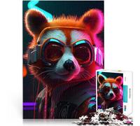 Cyber Red PandaAdults Puzzles 1000 Piece Jigsaws Educational Games Home Decoration is ideal as a gift for the whole family 38x26cm