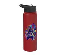 Cyber Samurai Futuristic Japanese Warrior Otaku Anime Stainless Steel Insulated Water Bottle