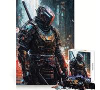 Cyber Samurai in The Rain 1000 Piece Jigsaws for Teenagers Brain Calisthen Stress Less Pattern Assemble Home Art (38x26cm)