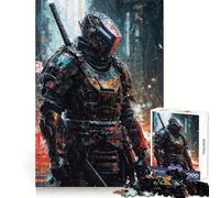 Cyber Samurai in The Rain Jigsaw Puzzles 1000 Pieces for Teenagers Anxiety Relief Precise Connection Fun Hobby Fine Art (38x52cm)