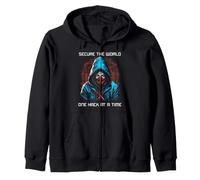Cyber Security Secure World Ethical Hacker Tech Design Zip Hoodie
