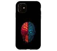 Cyber Skull and Brain Fusion Tech Mind Design AI vs Humanity Case for iPhone 11