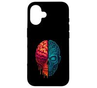 Cyber Skull and Brain Fusion Tech Mind Design AI vs Humanity Case for iPhone 16