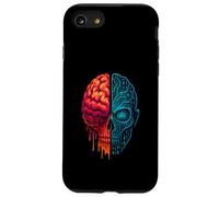 Cyber Skull and Brain Fusion Tech Mind Design AI vs Humanity Case for iPhone SE (2020) / 7/8