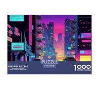 Cyber Street-Night Reflections Jigsaw Puzzles Puzzle for Adults Kids. 1000 Pieces Whimsical Challenge Toy Educational Game Home Decoration for Educational Games Gifts 38x26cm/1000pcs