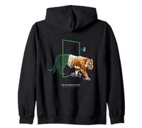 Cyber Tiger - Futuristic Portal Escape Design Zip Hoodie