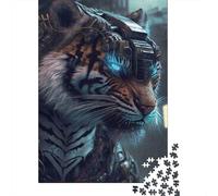 Cyber Tiger Warrior 1000 Piece Thick Cardboard Diy Jigsaw Puzzle Kids Beginners Fun Challenging Game Stress Relief Gift Idea 70x50cm/1000pcs