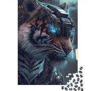 Cyber Tiger Warrior 1000 Puzzles Adults Puzzle Adults Puzzle Gifts Birthday Home Decoration Challenge High Difficulty 52x38cm/1000pcs