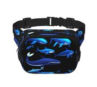 Cyber Whale Pattern trendy fashionable waist bag, unisex travel sports messenger bag
