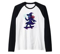 Cyber Witch on Skateboard Raglan Baseball Tee