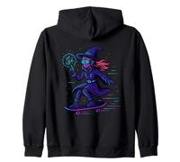Cyber Witch on Skateboard Zip Hoodie