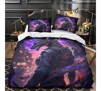 cyber wolf warrior 3D Print 3 Piece Comforter Cover fantasy digital art Quilt Cover Set Soft Breathable Microfiber Hidden Zipper for Kids Teens Boys Girls Double（200x200cm）