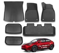 CYBERBEANS 6Pcs Fit for Tesla Model Y Accessories 2020-2024 Floor Mats and Cargo Liner All-Weather TPE Boot Mats,Waterproof Anti-slip,New Version