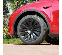 CYBERBEANS Set of 4 Wheel Hubcaps for Tesla Model Y 19 Inches, Steering Hub Caps, Rim Protection Replacement Kit, Exterior Accessories, Matte Black 2024 2023