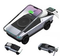 Cyberdock 3-in-1 Wireless Charging Station, Sakerplus Multi-device Touch Pop-Up Wireless Charger with Ambient Light and Magnetic Stand, Auto Rotating Charging Stand for iPhone, Air-Pods, Iwatch