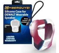 CYBERGUYS Silicone Case for DEWALT Wearable Bluetooth Speaker, Durable Shock-Proof Non-Slip Protective Cover for DEWALT Mini Speaker, Lanyard, Small Lightweight, Easy-to-Install Sleeve, Red/White/Blue