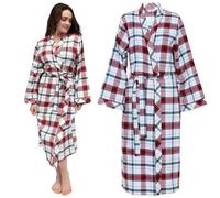 Cyberjammies Blaze Women Brushed Check Dressing Gown | 100% Cotton Flannel | Cosy Red Check Design | Soft Ladies Dressing Gown with Belt & Pockets | Comfortable Women’s Nightwear Robe | Size 24