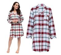 Cyberjammies Blaze Women Brushed Check Long Sleeve Nightshirts | Cosy 100% Cotton Flannel | Classic Red Mix Check Design | Soft & Comfortable Ladies Nightie | Stylish Women’s Nightwear | Size 26