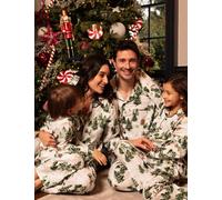 Cyberjammies Cotton Rich Alpine Fern Family Christmas Pyjama Bottoms White Mix