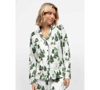 Cyberjammies Cotton Rich Alpine Fern Family Christmas Pyjama Top White Mix