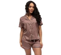 Cyberjammies Fable & Eve Fulham Woven Short Sleeve Shorty Set - Mocha Blush - L - 14