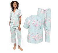 Cyberjammies Francesca Womens Flamingo Print Cropped Pyjama Set | Soft Cotton Modal Ladies Pyjamas | Women PJs Loungewear Sets