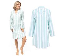 Cyberjammies Francesca Womens Printed Stripe Nightshirt | Cotton Modal Nightdress with Collar | Ladies PJs Loungewear Set