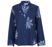 Cyberjammies Frosty Women's Snowflake Print Long-Sleeve Pyjama Top | Cotton-Modal Blend Ladies Pyjamas | Cosy Winter Women's PJs | Navy Snowflake Pyjamas for Comfortable Evenings | Size 24