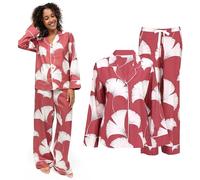 Cyberjammies Josie Womens Leaf Print Wide Leg Pyjama Set | Soft Cotton Modal Ladies Pyjamas | Comfortable PJs for Women | Stylish Lounge Wear Set
