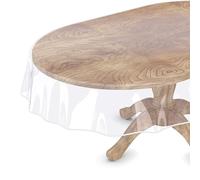 Cyberlight Clear Oval Table Cover Protector 60 x 90 Inches Oval Shape Plastic Transparent Cloth Vinyl Waterproof Tablecloth for 4~6 Seats Chairs Table Protect