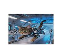 Cybernetic Cat in Spaceship Corridor Unique Jigsaw Puzzles Challenging Puzzle Perfect for Game Nights 500 Piecing