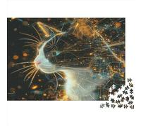 Cybernetic Cat Jigsaw Puzzles Puzzle for Adults Kids. 1000 Pieces Abstract Art Great Gifts Challenge Toy Educational Games Home Decoration for Educational Games Gifts 1000pcs (75x50cm)