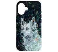 Cybernetic White German Shepherd Dog Circuitry Art Case for iPhone 16