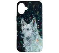 Cybernetic White German Shepherd Dog Circuitry Art Case for iPhone 16 Plus
