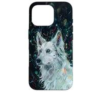 Cybernetic White German Shepherd Dog Circuitry Art Case for iPhone 16 Pro
