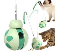 CYBERNOVA Interactive Cat Toy With spring-loaded Teaser Wand, Built -in Wobble Treat Dispenser/Pet puzzle Toy/Slow Feeder for Cats and Kitten (green)