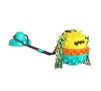CYBERNOVA Interactive Dog Toy for Aggressive Chewers, Puzzle Treat Food Dispensing Ball Toy,Suction Cup Dog Toy Tug of War (yellow+lake blue)