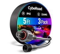 Cyberoad 5FT Extension Cable for Govee Outdoor Flood Lights and Spot Lights, Waterproof 4-Pin Extension Cord for Govee H7057, H7058, H7060, H7062, H7093, H7094, H7065, H7066, Black (5FT-3 Pack)