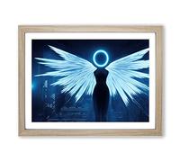 Cyberpunk Angel H1022 Framed Print for Living Room Bedroom Home Office Décor, Wall Art Picture Ready to Hang, Oak A2 Frame (64 x 46 cm)