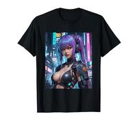 Cyberpunk Anime Girl Aesthetic Futuristic Design Print T-Shirt