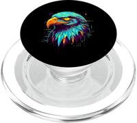 Cyberpunk Bald Eagle 80s Retro Synthwave Patriotic Glitch PopSockets PopGrip for MagSafe
